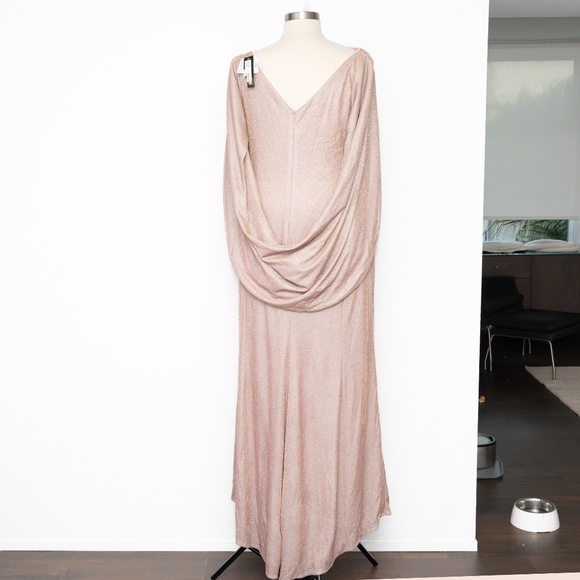 Betsy & Adam - Petite "Gracie" Galaxy Knit Glitter Draped Gown - Picture 4 of 12